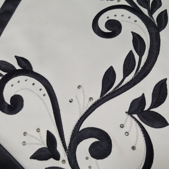 Jessica McClintock Black White Strapless Backless Embroidered Dress Gown USA 2 - Picture 5 of 15